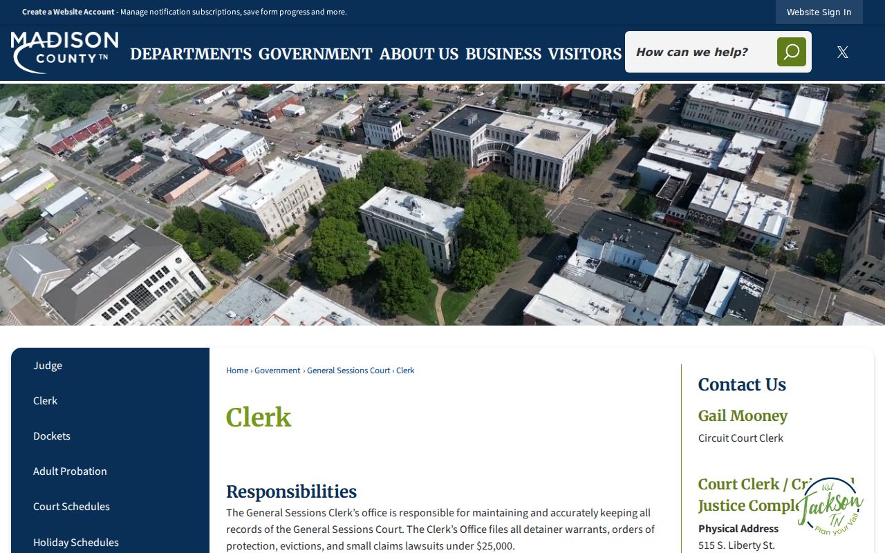 Jackson residents directory Madison County Clerk and General Sessions page