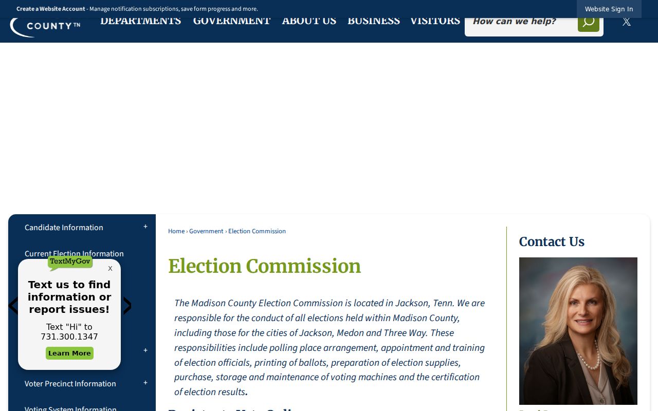 Jackson residents directory Madison County Election Commission resources