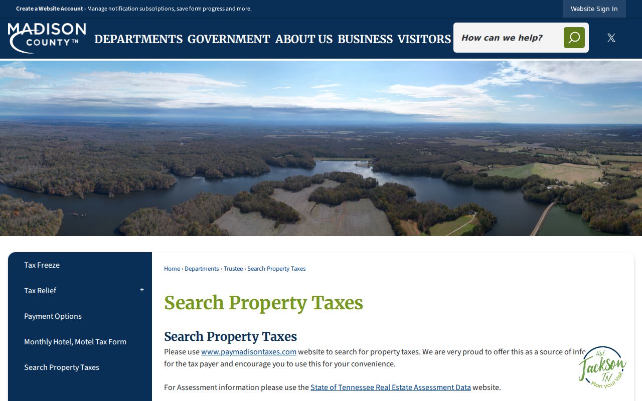Jackson street directory property tax and assessment instructions