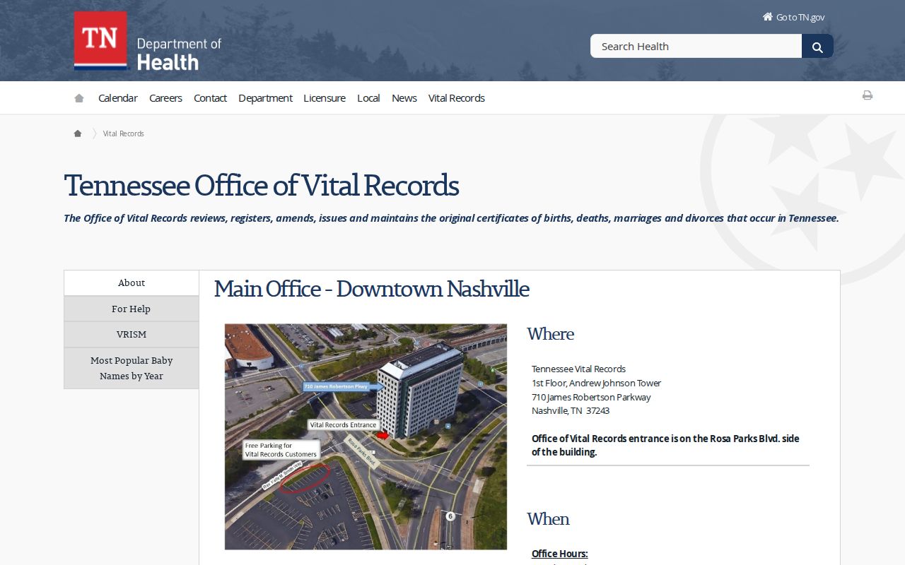 Jackson residents directory Tennessee Office of Vital Records information