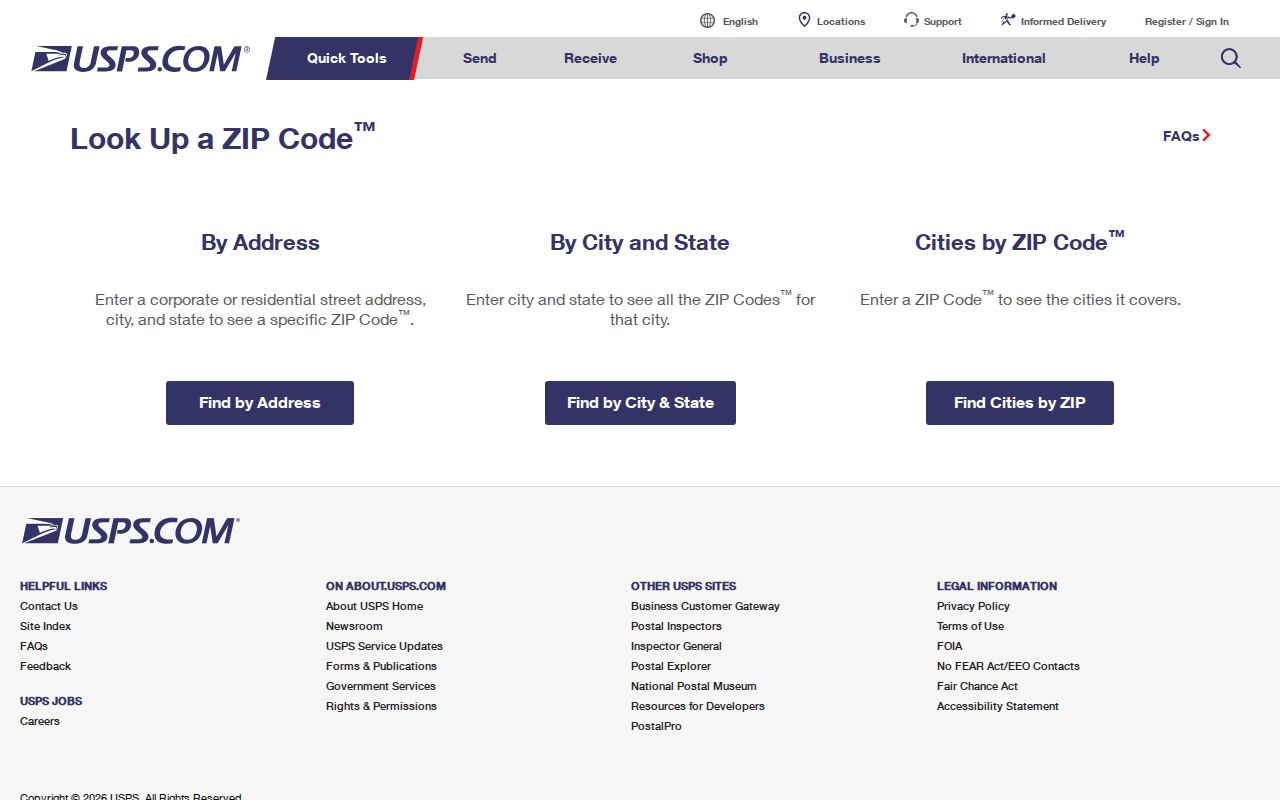 Jackson ZIP code directory USPS address lookup